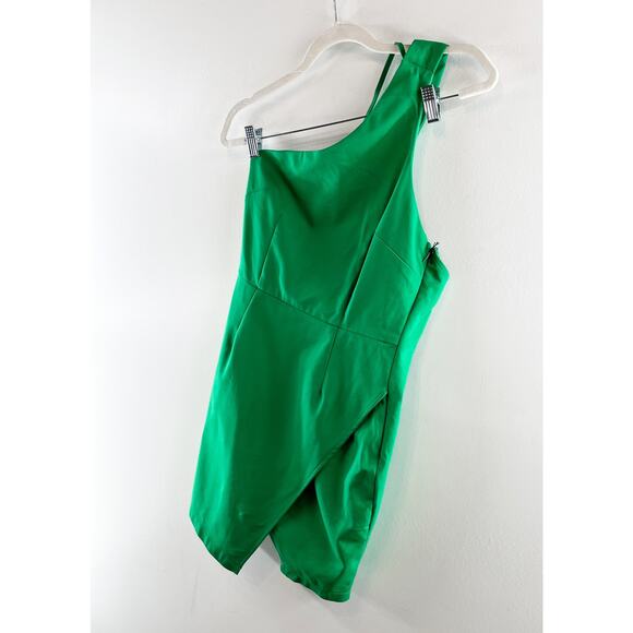 Superdown Molly One Shoulder Mini Dress Green Medium - Picture 6 of 9